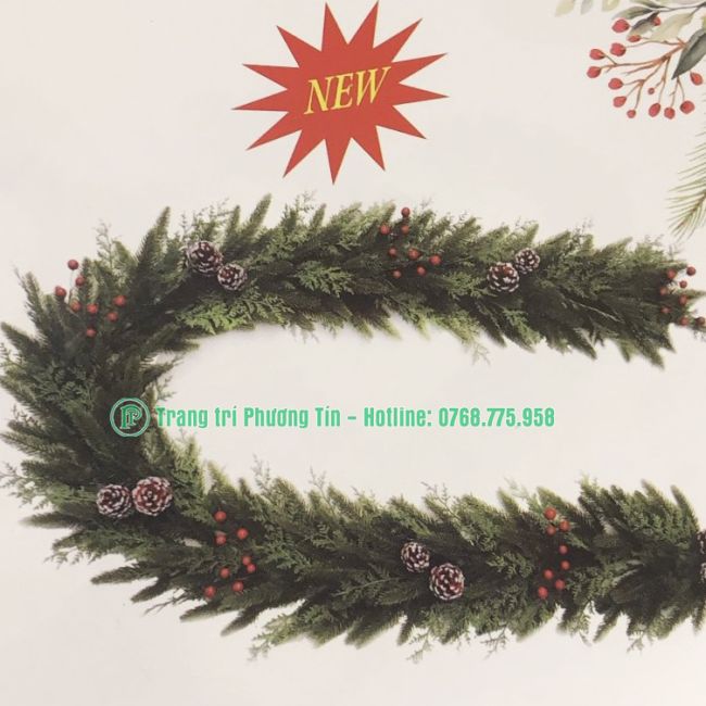 Dây trang trí PE 2 loại lá có trang trí