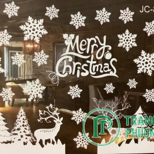 Decal dán mẫu hoa tuyết, thông, tuần lộc