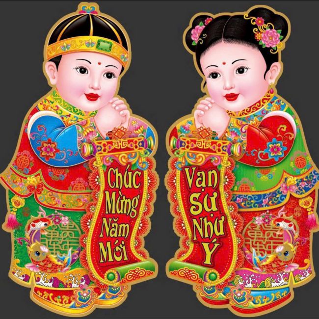 Decal dán tường câu đối 2