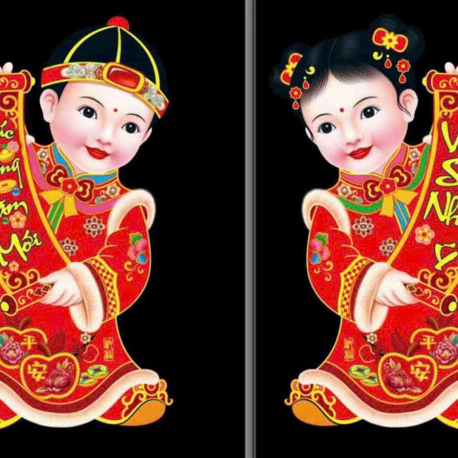 Decal dán tường câu đối 3