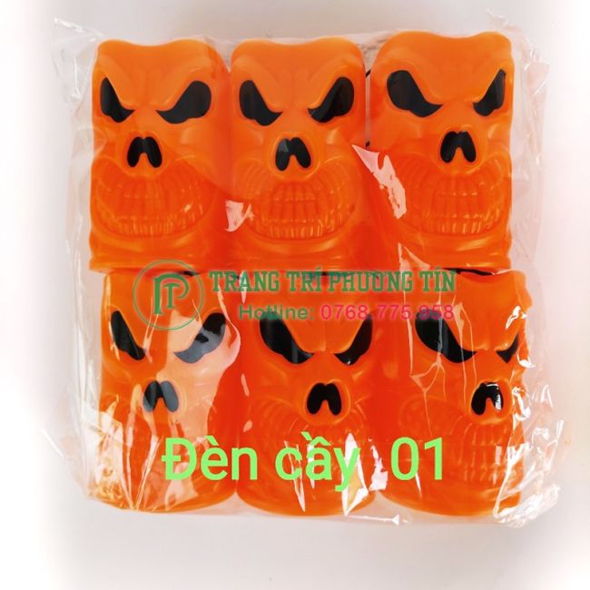 Đèn cầy đầu lâu màu cam