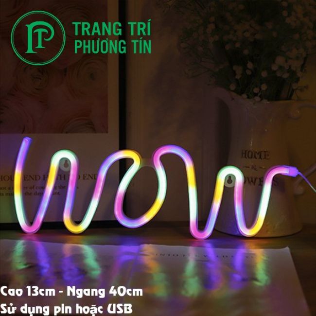Đèn neon chữ wow