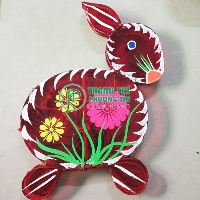 Lồng đền giấy kiếng con thỏ màu đỏ