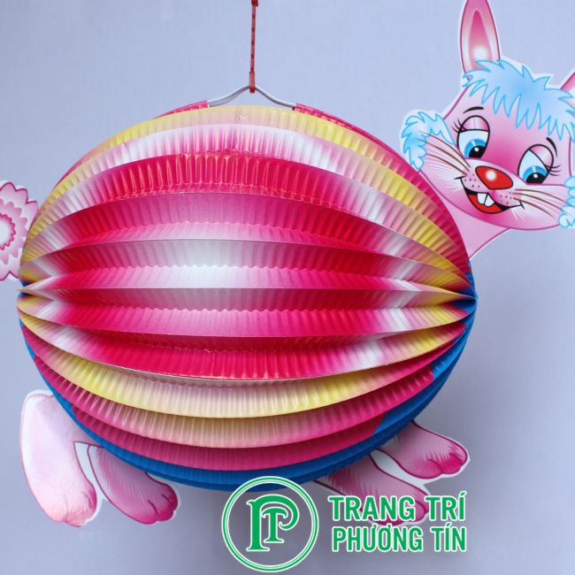 Lồng đèn giấy xếp thỏ hồng cute