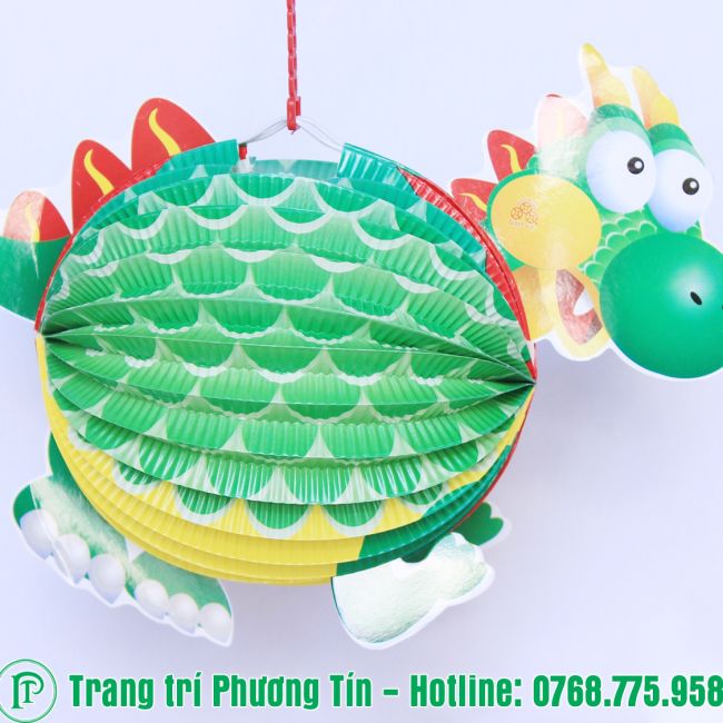 Lồng đèn giấy xếp rồng xanh