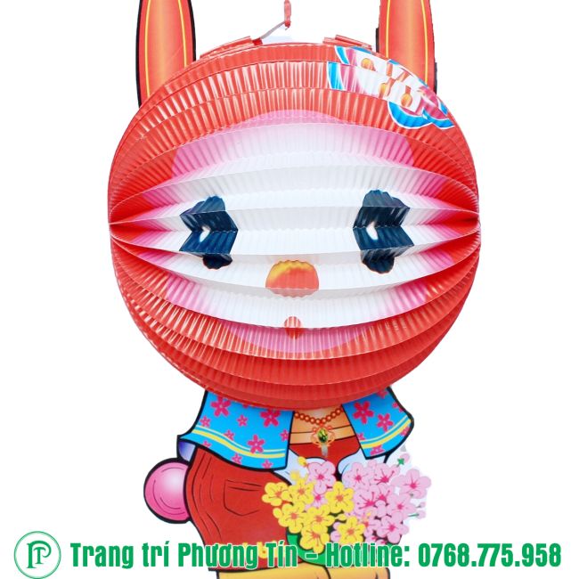 Lồng đèn giấy xếp thỏ hồng