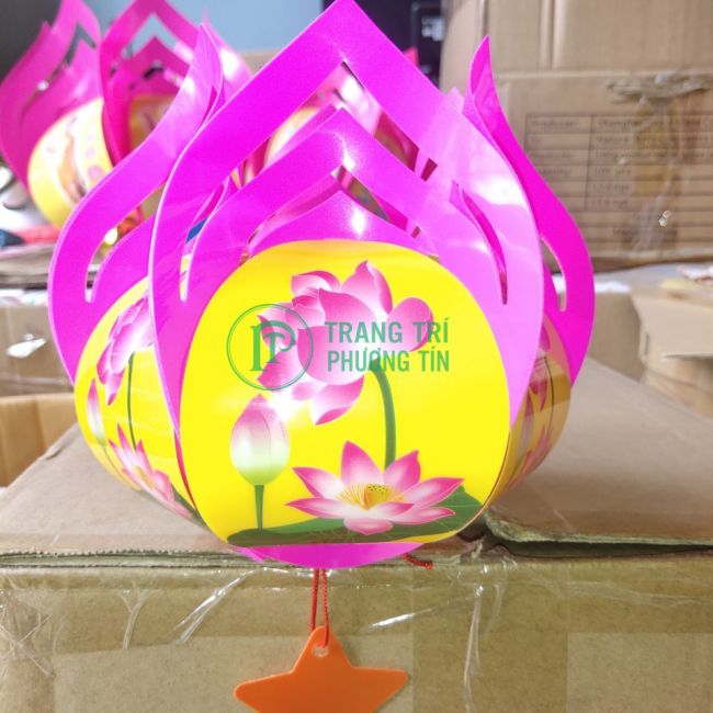 Lồng đèn trung thu hoa sen hồng đậm
