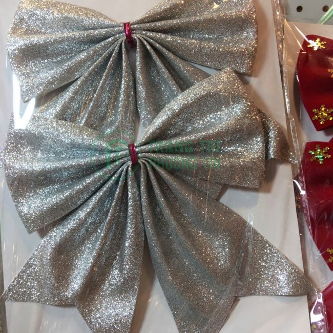 Nơ trang trí màu bạc