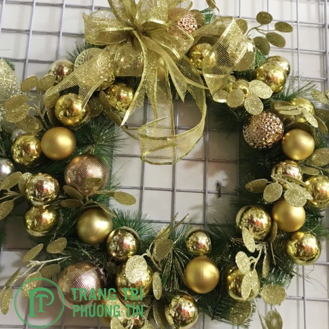 Vòng nguyệt quế treo tường màu vàng mẫu 2