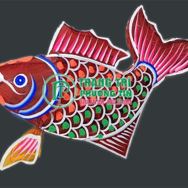 Lồng đèn giấy kiếng hình cá màu hoa văn