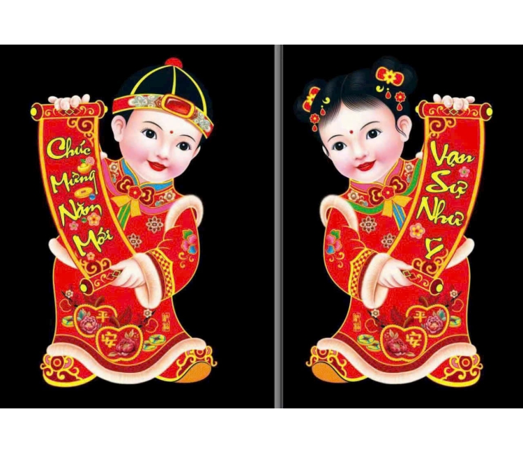 Decal dán tường câu đối 3