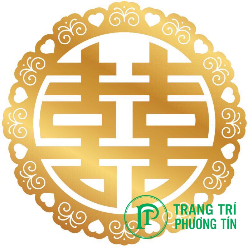 Chữ Song Hỷ dán tường mẫu tròn