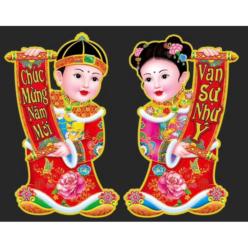 Decal dán tường câu đối 1