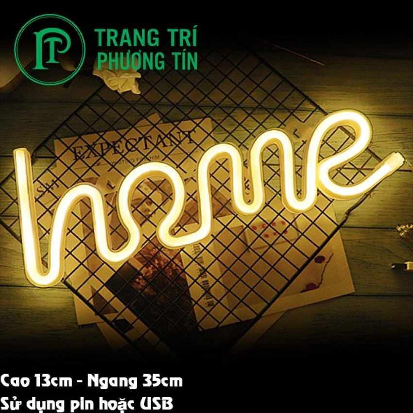 Đèn neon chữ home vàng