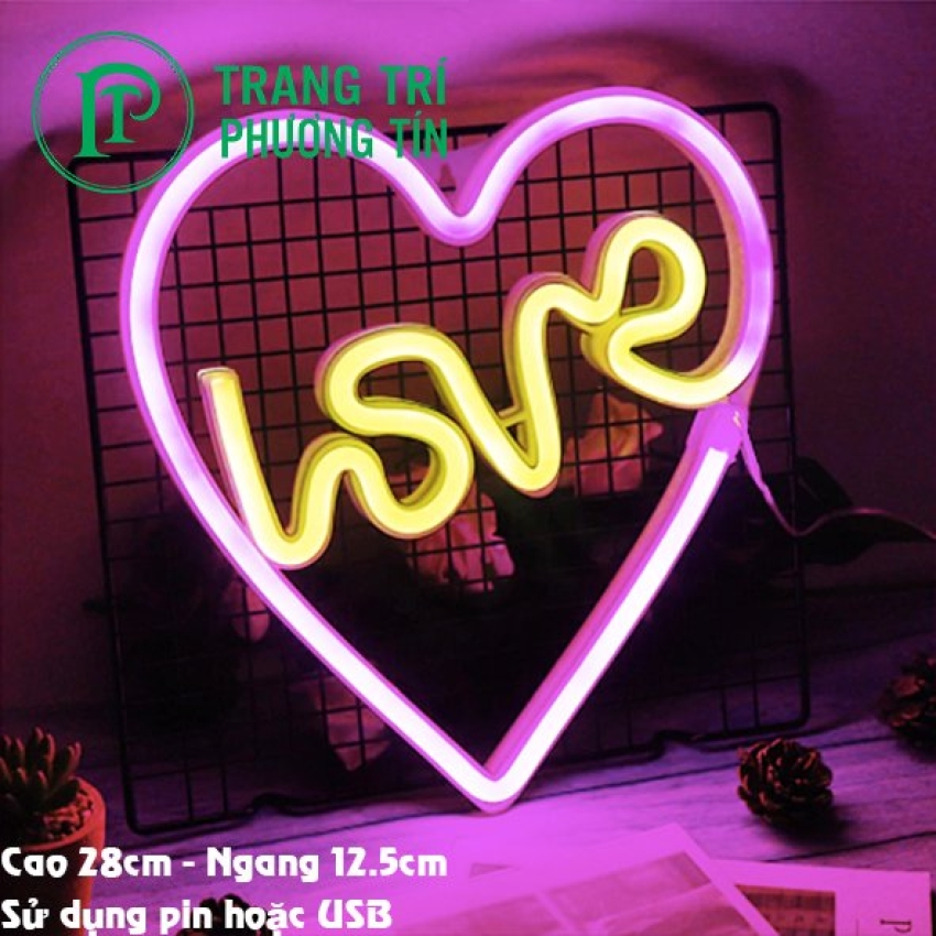 Đèn neon chữ love tim 