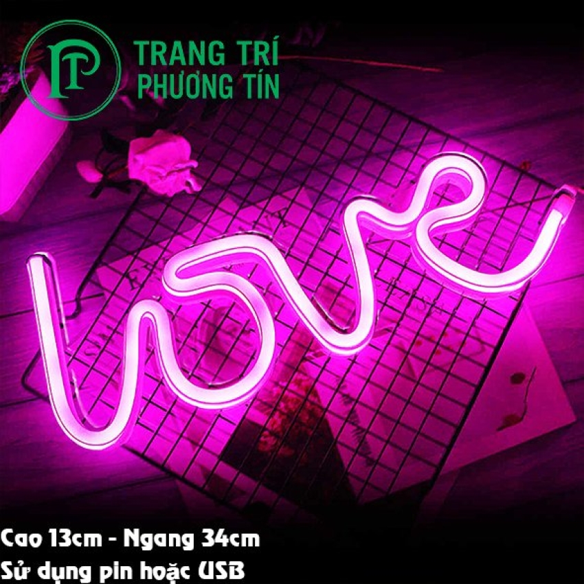 Đèn neon chữ love tím